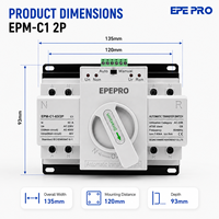 Interrupteur de transfert automatique EPEPRO 2P 63A 220V 50/60Hz 2 phases ATS 5kA Capacité de coupure 63A Courant de cadre pour situations d'urgence