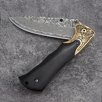 Couteau de poche de haute qualité Bochen, lame en acier Damas / 4Cr14, couteau pliant de camping avec manche en bois d'ébène, couteau d'extérieur