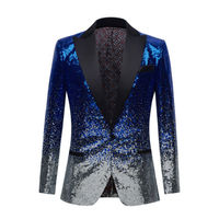 Veste à paillettes brillantes de couleur dégradée bicolore pour hommes, blazer de costume, manteau, fête de mariage