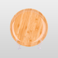 Assiette de service ronde légère et écologique, personnalisable, en bambou recyclable, motif tressé, design imitation, incassable