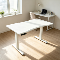 Cadre de bureau électrique réglable en hauteur à double moteur, 2 niveaux, blanc, durable, avec poutre télescopique, ergonomique, pour position assise ou debout
