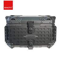 Boîte à bagages arrière pour moto F2-moto 55L en aluminium avec plaque pliable et protections d'angle en forme de H des deux côtés