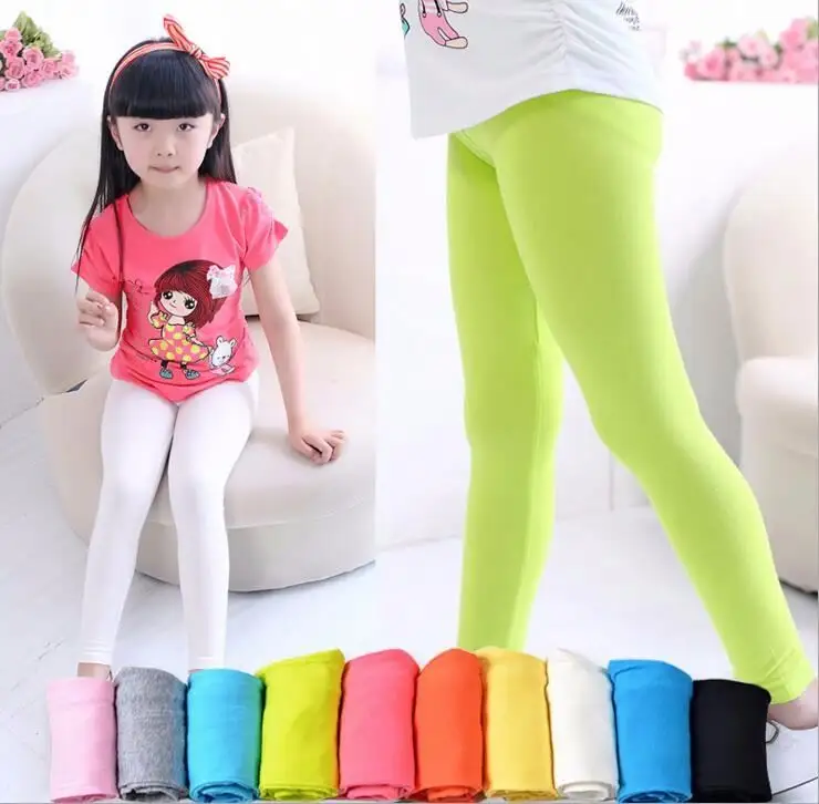 Quần Bé Gái Quần Legging Trẻ Em Bé Gái Màu Trơn Quần Áo Tập Thể Dục Công Chúa Dệt Kim Cạp Cao Bằng Cotton 2-13Y 8230240