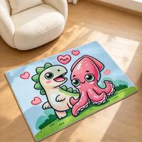Tapis de sol antidérapant lavable pour enfants, tapis en peluche rectangulaire avec motif d'animaux mignons pour la chambre des enfants, salle de jeux