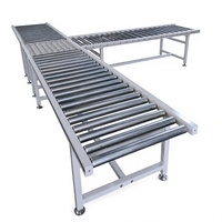 Table de convoyage à rouleaux par gravité en acier, ligne de rouleaux télescopiques à vitesse réglable pour entrepôt e-commerce