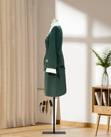 Ensemble de robe élégante et tendance pour femmes, en vert, style industriel lourd, simple, coupe trapèze, longueur genou, dentelle, perles, 100% polyester