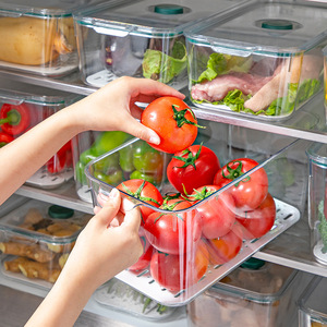 Food Storage Box Rectangle Clip-On Lid Stackable With Drainage For Refrigerator Fruit Vegetable Preservation - Product Image 3