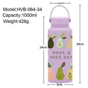 Logotipo impreso en 3D personalizado <span class=keywords><strong>1000ml</strong></span>/32 OZ botella de vacío portátil de acero inoxidable boca ancha bebida directa para deportes al aire libre hirviendo - Product Image 5