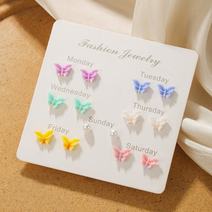 Butterfly Stud Earrings <b>Set</b> Colorful Fashion Jewelry For <b>Women</b> <b>Gift</b> - Product Image 3