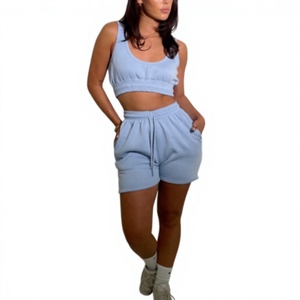 Wholesale OEM Custom Brand Logo Cotton/Poly Blend Women's Short & Crop Top Summer with Cropped Hem Sexy Golf Club Wear <b>Sets</b> - Product Image 4