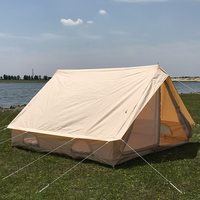 Tente cabane en toile de coton imperméable et anti-moisissure Glamping Luxury Folding Cotton Double doors Family House Tent for wild camping