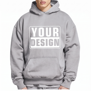 เสื้อฮู้ดพิมพ์โลโก้ตามสั่งสำหรับผู้ชาย สีเทา สไตล์สตรีทแวร์ Y2K ผ้าฟลีซคอตตอนหนา ขายส่ง เสื้อฮู้ดแบบยูนิเซ็กซ์ TKAN7770 - Product Image 1