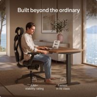 Bureau debout réglable moderne et durable en bois avec double moteur et deux pieds