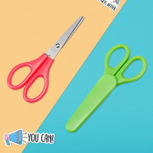 Student Scissors Stainless Steel Green Red Straight Head Portable For Home DIY Craft Use - Product Image 2