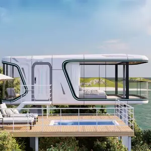 Luxury 2024 Prefab 2 Bedroom Eco Space Capsule Container House Hotel Small Size Airship Pod For Sale