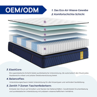 Matelas d'hôtel intelligent OEM/ODM en mousse à mémoire de forme et ressorts ensachés hybrides, livré en boîte pour chambre à coucher