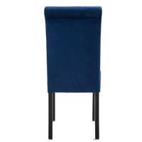 Chaise de salle à manger en velours tufté bleu marine, design boutonné en losange, pieds en bois massif, durable, moderne, pour usage commercial et hôtelier, certifiée BSCI