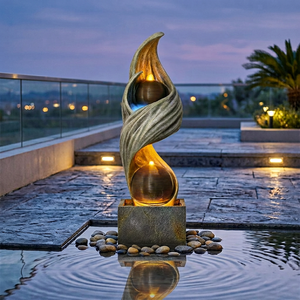 Fontaine Cascade LED Solaire Moderne et Artificielle pour Intérieur/Extérieur, en Résine, Décoration <span class=keywords><strong>de</strong></span> <span class=keywords><strong>Jardin</strong></span> <span class=keywords><strong>Zen</strong></span> pour Maison et <span class=keywords><strong>Jardin</strong></span>, Idéale pour Pendaison <span class=keywords><strong>de</strong></span> Crémaillère - Product Image 4