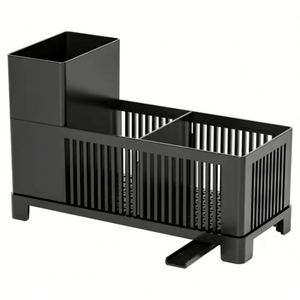 2-In-1 Kitchen Over Under Sink Storage Sponge Holder Faucet Rack Shelf Soap <b>Plastic</b> Faucet Rack With Draining Tray - Product Image 3