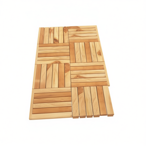Dalles de terrasse en teck massif 11,8x11,8 pouces, motif vertical, panneaux de sol extérieurs à emboîtement - Product Image 1