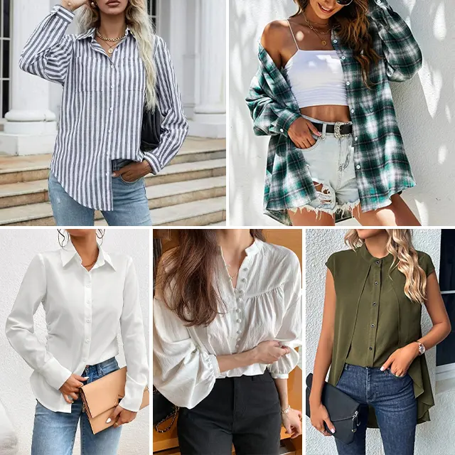 Vêtements d'été chemises pour femmes chemises à la mode pour filles chemises élégantes pour femmes chemises saisonnières styles mixtes expédition aléatoire