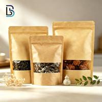 Sachet Doypack en Papier Kraft Écologique pour Emballage de Noix, Fruits Secs, Thé en Poudre, Anti-humidité avec Fermeture Éclair et Fenêtre