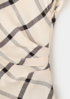 Robe longue d'été pour femme à carreaux diagonaux, taille froncée, manches courtes, col rond, décontractée et élégante, vente en gros