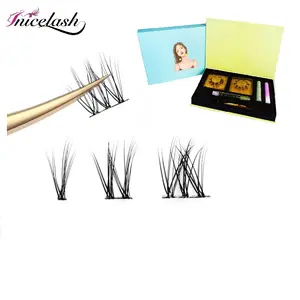 Kit de extensiones postizas de segmento 3d, Kit de pestañas postizas precortadas con segmentos, con cajas personalizadas, Diy, muestras gratis