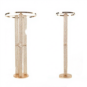 Adornos Florales <span class=keywords><strong>para</strong></span> <span class=keywords><strong>Mesa</strong></span> Principal de Boda Estilo Europeo, Decoración Romántica, Soporte de Flores Metálico <span class=keywords><strong>Dorado</strong></span> Electrochapado - Product Image 6