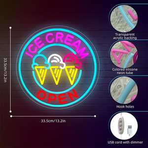 Letrero Luminoso LED de Neón con Forma de Helado, Alimentado por USB, para Negocios, Restaurantes, Bares, Dormitorios de Niñas, Cafeterías y Heladerías - Product Image 2