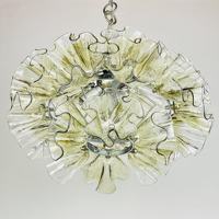 Lampe suspendue circulaire postmoderne en forme de pétale pour villa duplex, bureau, gris fumé artistique, alimentation CA