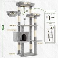 Arbre à chat de 55,1 pouces pour chats d'intérieur, grande plateforme, griffoir multi-niveaux, niche et maisonnette