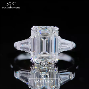 GRA豪华1-5ct D GH VVS1硅石钻石祖母绿切割结婚戒指，10K14K18K黄金 - Product Image 1