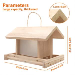 Mangiatoia per Uccelli da Esterno in Legno: Mangiatoia di Grande Capacità per Uccelli Selvatici da Giardino - Passeri, Galli e Azzele - Product Image 2