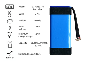 Boombox1 090931134 01 polimer lityum pil 10000mAh yedek pil yüksek kapasiteli şarj edilebilir hoparlör pil - Product Image 3