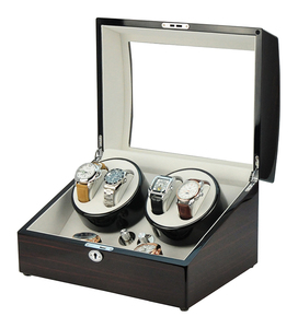 En stock : <span class=keywords><strong>Remontoir</strong></span> de <span class=keywords><strong>montres</strong></span> automatique de luxe 4 postes avec rangement pour 5 <span class=keywords><strong>montres</strong></span> en bois - Product Image 6
