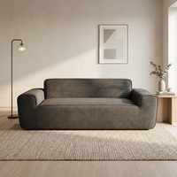 Zeitgenössisches 2-Sitzer-Sofa, geradlinig, mit breiten Armlehnen, schlichtes, solides Sofa für die Dekoration des Familienwohnzimmers
