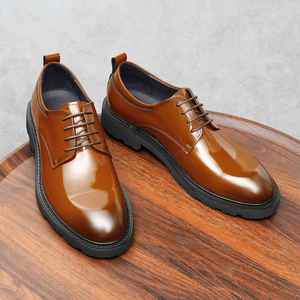 Zapatos Oxford Formales para Hombre, Estilo Retro Británico, Hechos a Mano, Casuales de Negocios, Suela de Goma Antideslizante, Diseño de Patchwork, Zapatos de Boda - Product Image 2