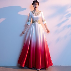 Women Long Dress White Stage Performance Choir Costume 3D Stereoscopic Patterns Adult General Purpose Type - Product Image 3