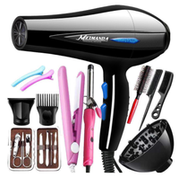 Sèche-Cheveux Professionnel Ionique avec Kit de Coiffage Inclus : Peignes, Lisseur et Fer à Friser