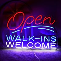 Enseigne au néon rouge super brillante à grande ouverture IP65 Welcom Business Walk-ins Shop Bar Club Pub Restaurant Barber LED Light