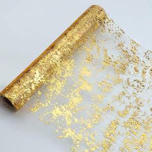 Corridore da tavolo in oro oro metallizzato sottile maglia da tavolo rotolo paillettes in lamina glitterata oro corridori per tavolo - Product Image 1