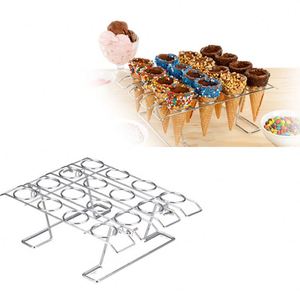Support de cônes à crème glacée en métal chromé argenté, 16 cavités, mini, pour enfants, sur mesure, vente en gros, pour table de magasin - Product Image 3