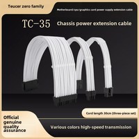 24-Pin ATX 4 + 4-Pin EPS, Kit kabel ekstensi catu daya 2X6 + 2-Pin PCI-E 30 cm dengan lengan 18AWG