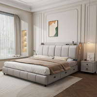 Multifunktionales Schlafzimmermöbel Weiches Master-Schlafzimmer mit Safe Leder-Kingsize-Bett Luxuriöses Modernes Doppelbett mit Stauraum