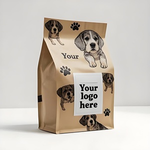 Saco de Embalagem para Petiscos de Gato e Cachorro em Plástico Biodegradável com Fundo Plano, Impressão Personalizada em Papel Kraft com Zíper Refechável - Product Image 1