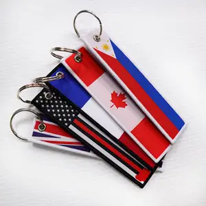 Hadiah Promosi suvenir penjualan terbaik kustom dengan gantungan kunci bendera Kanada bordir