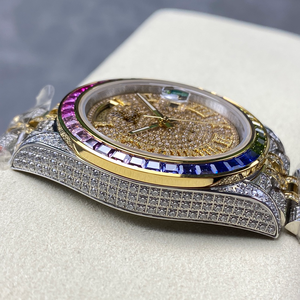 Luxe Handgemaakte Volledig Ijs Out Diamant Hiphop Horloges Met Automatisch Uurwerk Leer En Rubberen Band Materiaal Uit Horloges - Product Image 3