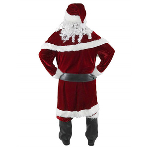 Costume de père noël grande taille pour hommes, en velours, avec barbe et chapeau, tenue de noël pour fête de vacances d'hiver, M-6XL - Product Image 4