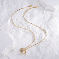 Collier pendentif chaîne croix en zircon cuivre plaqué or 18 carats imitation perle pierres pour femmes créatif marin style mode coréenne